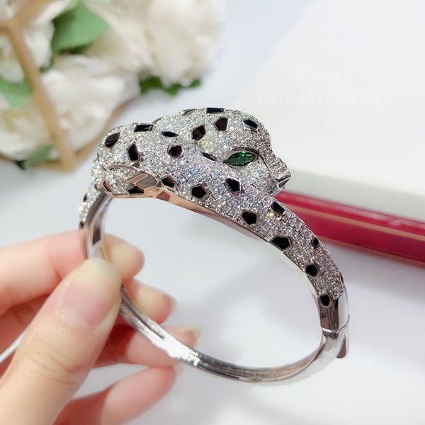 

panthere bangle charm bangle for woman designer diamond emerald gold plated 18k t0p quality official reproductions luxury classic style anni, Black