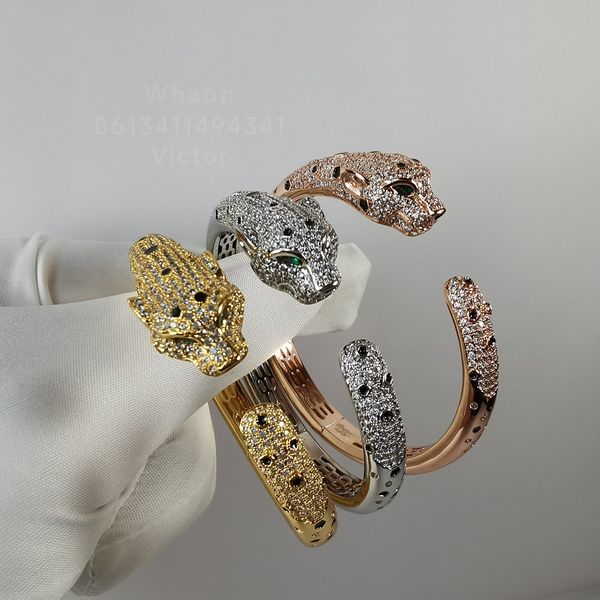 

panthere bangle charm bangle for woman designer diamond emerald gold plated 18k t0p quality highest counter quality fashion luxury jewelry g, Black