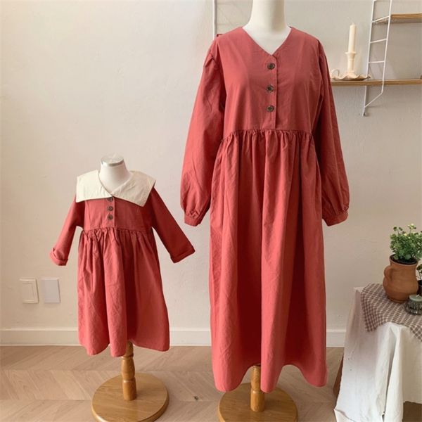 

family matching outfits family matching spring summer dress mother daughter look long-sleeved soft cotton dress women dress girl dress 23031, Blue