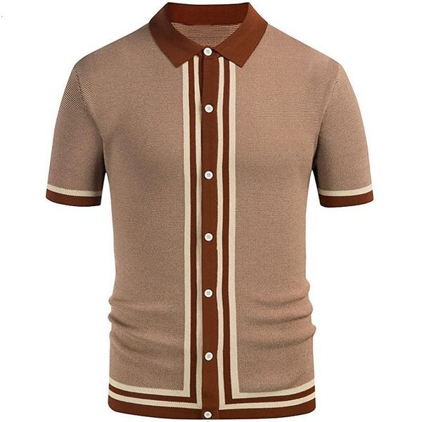 

men's polos spring autumn men polo shirt short sleeve business cardigan shirt men polo streetwear casual splicing knitting 230316, White;black