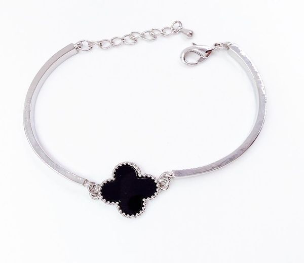 

classic designer charm bracelets jewelry alloy four leaf clover bangle jewelrys van cleaf apels luxury design bracelet for women m2032307, Silver
