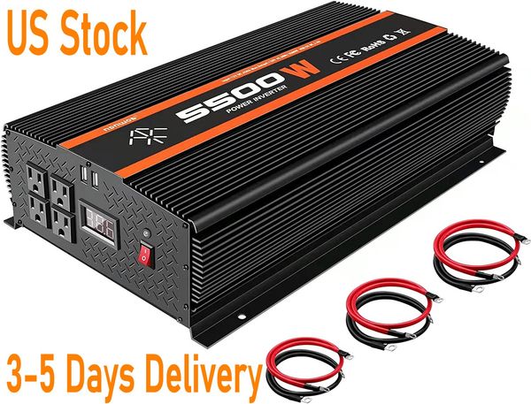 

us stock, 5500w inverter power inverter of modified sine wave truck rv solar power converter with lcd display 12v to 110v dc to ac inverter