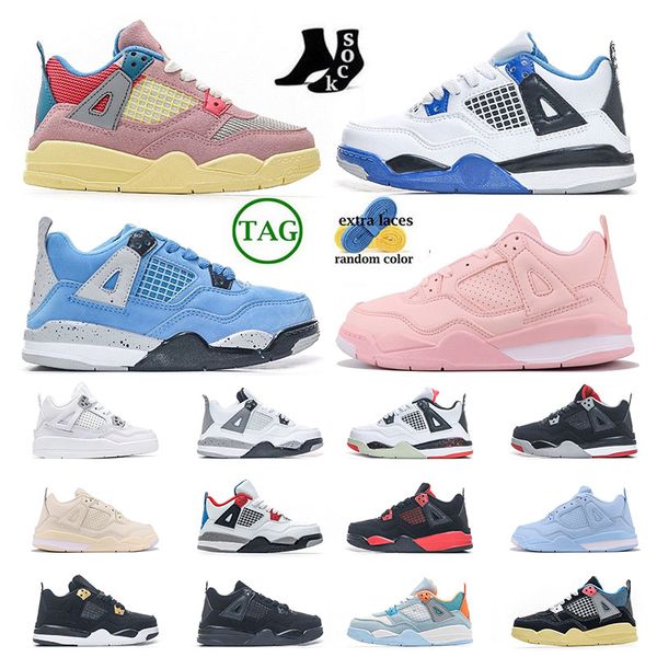 

boy girls kid shoes 4s children preschool training shoes designer shoes union sophomore album original sail black cat bred red thunder royal