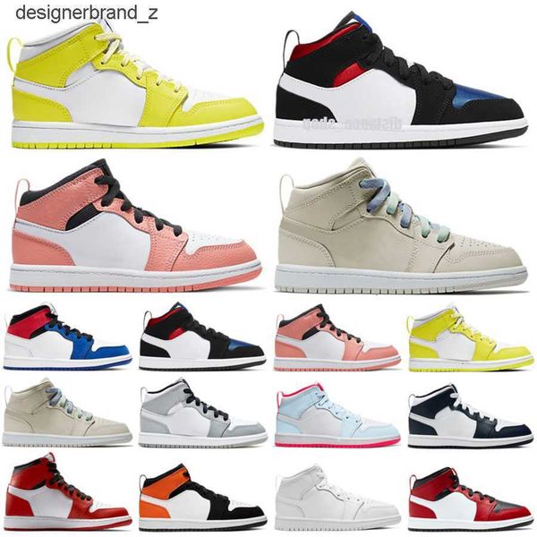 

st quality jumpman j1 infants sneakers 1s kids shoes mid black aurora green opti yellow orange volt black toe mismatch theme floral s9qy