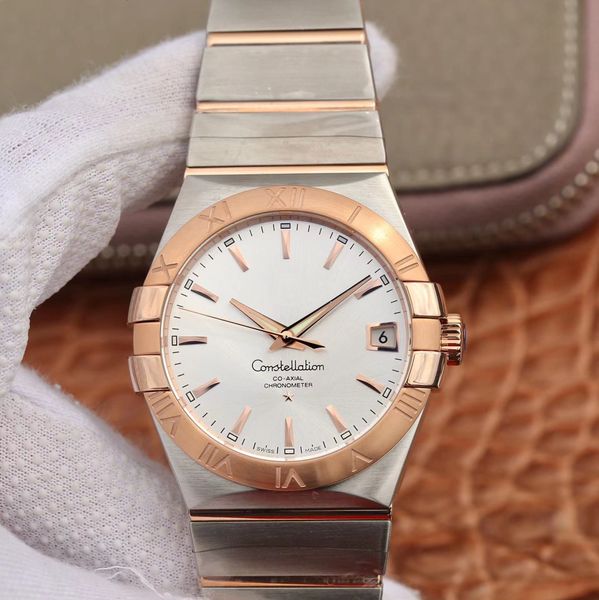 

3s factory highest quality mens watches 8500 fully automatic swiss mechanical movement sapphire mirror 38mm waterproof 100 meters luminous f, Slivery;golden