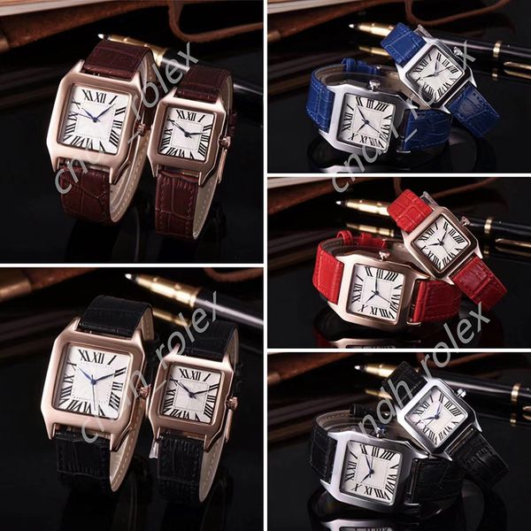 

famous designer fashion man/women brand watch casual leather strap new dress luxury automatic quartz watch square relojes de marca wristwatc, Slivery;brown