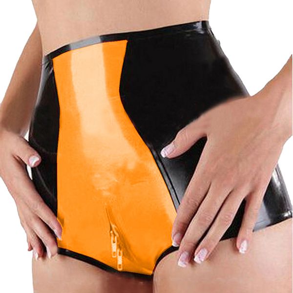 

women's shorts briefs leather panties zipper open crotch clubwear pu underwear faux short 230314, White;black