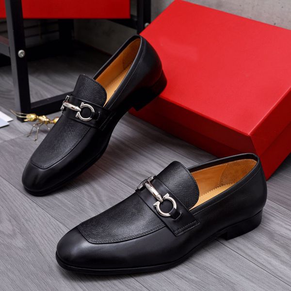 

2023 men's dress shoes genuine leather brand designer footwear fashion brogue shoes men business formal flats size 38-44, Black