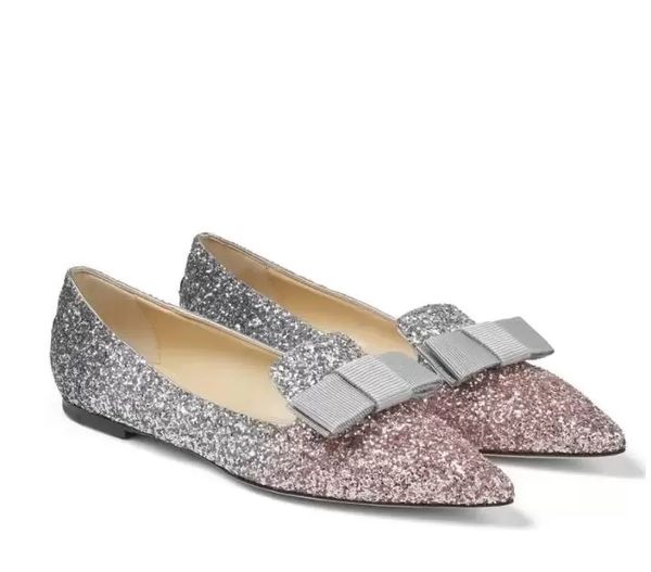 

elegant women's sandals brands gala pumps women pointed flat heels in triple gradient glitter fabric party dress lady walking eu 35-43, Black