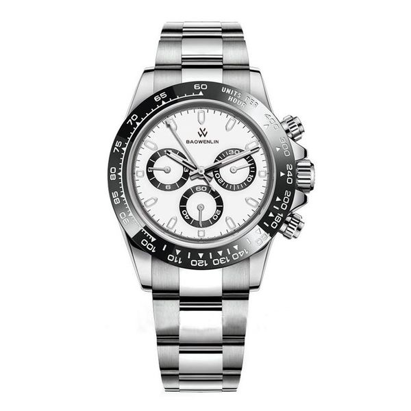 

mens watches automatic mechanical multifunctional display 40mm stainless steel bracelet gold green grey montre de luxe watch for m237b, Slivery;brown