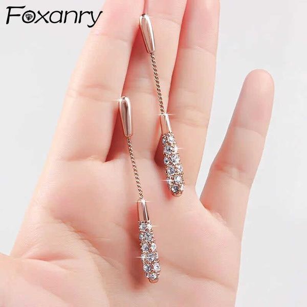

charm anry prevent allergy s925 stamp ear pin d earrings for women trend elegant sparkling zircon tassel bride jewelry l230315, Golden