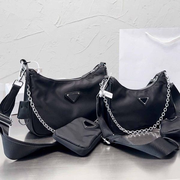 

designer bag 3 in 1 hobo handbag chain crossbody tote mini coin purse triangular sequins wide strap
