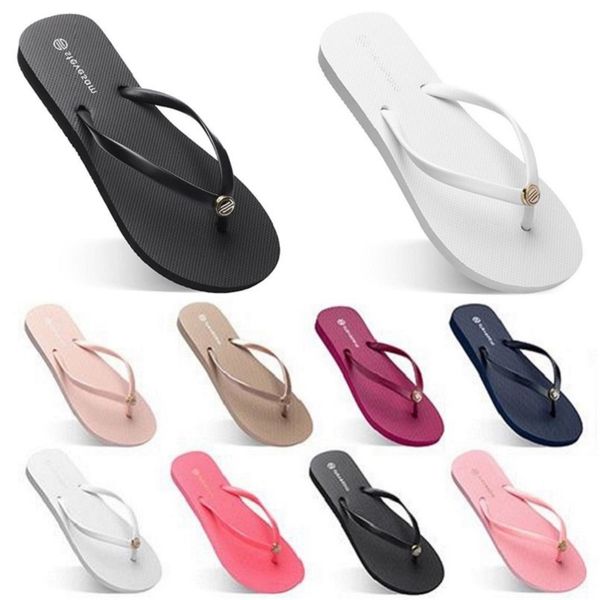 

fashion slippers beach shoes flip flops womens green yellow gold orange navy bule white pink brown red summer sport sneaker 35-38, Black
