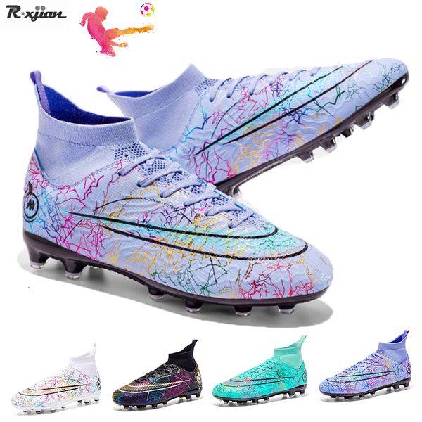 

dress shoes soccer shoes men tf/fg quality high football training boots child kids outdoor non-slip straw lawn sneaker 230316, Black