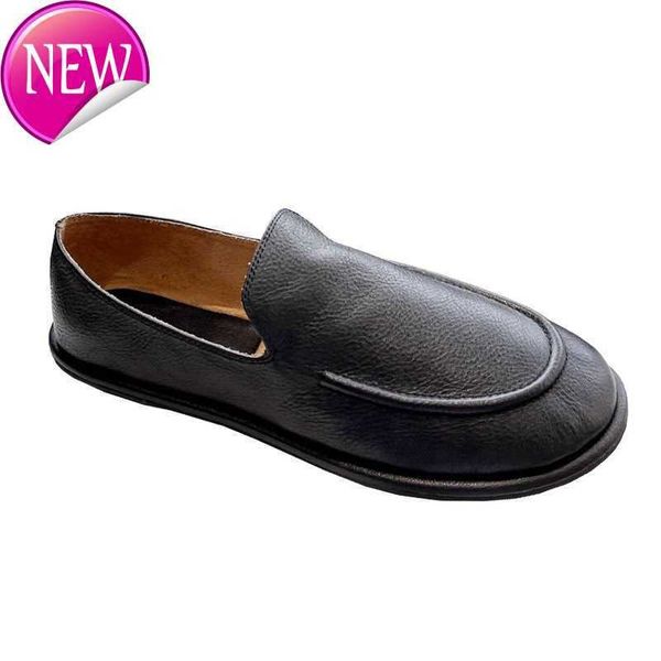

dress shoes high edition the row lefu leather simple loafer doudou slip on flat sole casual shoes gjb, Black