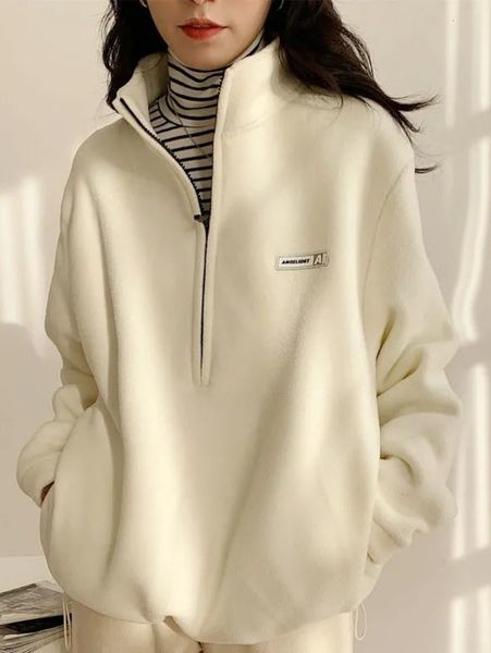 

women's hoodies sweatshirts qweek korean warm fleece hoodies women casual kpop fashion plus velevt sweatshirt autumn winter 230316, Black