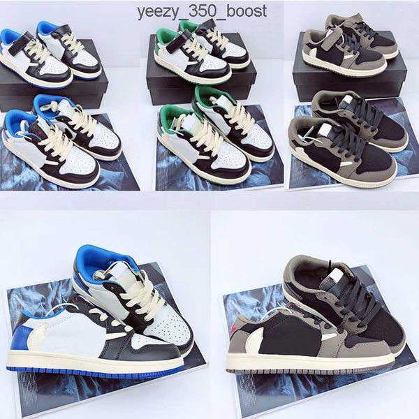 

jumpman 1 kids low basketball shoes boy girl shoes game royal obsidian chicago bred sneakers mid multi-color tie-dye size 24-35 z5ek, Black
