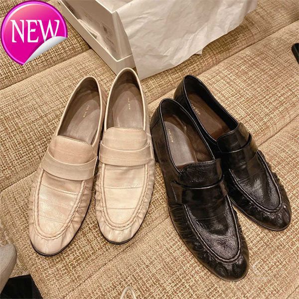 

the row shoes spring and summer 2023 new fashion leather single casual eel lefu women, Black