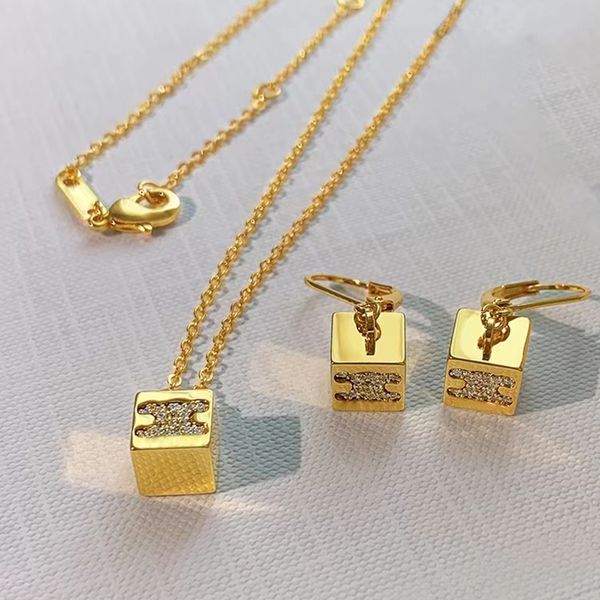 

cel arc de triomphe cube diamond pendant necklaces & bracelet & earrings designers jewelry for women party gold mens necklace chain, Silver
