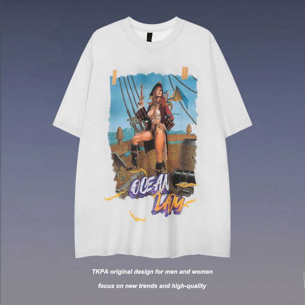 

men's t-shirt tkpa summer fashion printed short sleeve t-shirt men lovers hip hop loose oversize half sleeve tee, White;black
