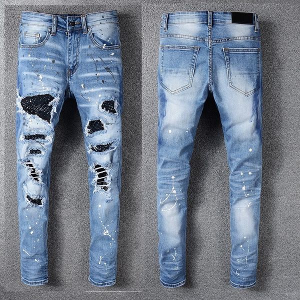 

2023 new arrivals mens luxury amiris amirs designer denim jeans holes trousers jean coolguy biker pants man clothing #563, Blue