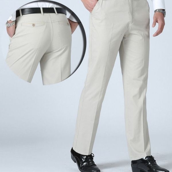 

men's pants men's summer thin casual suit pants autumn thick cotton classic business fashion stretch trousers male brand clothes y, Black