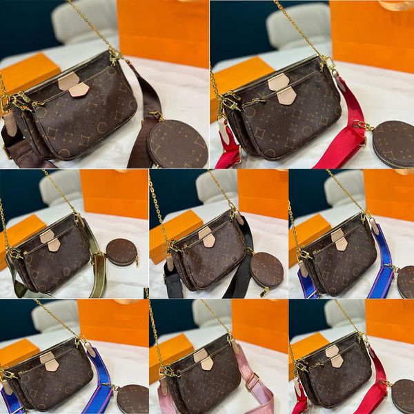 

designer 50colors women shoulder bags multi pochette accessoires genuine leather fashion handbags purses flower mini 3pcs 3 piece set crossb