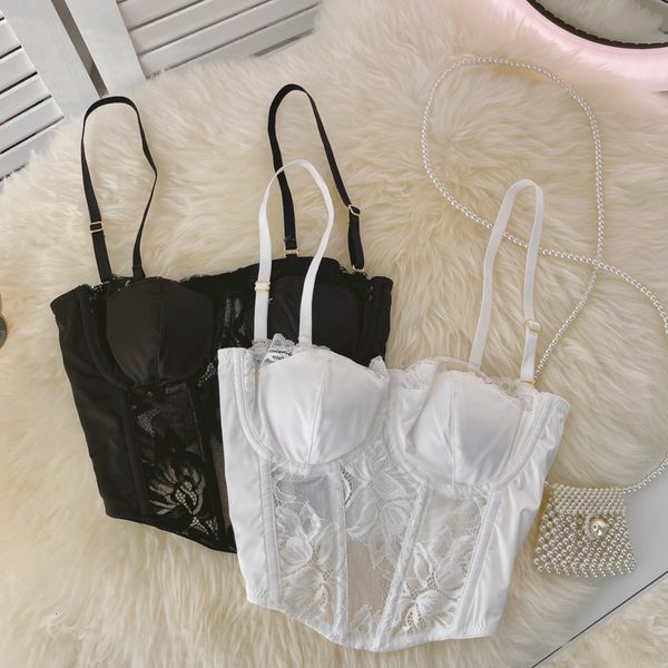 

women's tanks camis crop lace tanke women built in bra off shoulder sleeveless solid color camisole embroidery camis for women ins 230, White