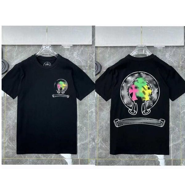 

classic fashion ch mens t shirts sanskrit letter t-shirt horseshoe cross pattern tshirts designers hip hop t-shirts woman summer tees zxmp, White;black