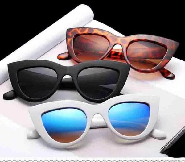 

new cat eye women sunglasses tinted color lens men vintage shaped sun glasses female eyewear blue sunglasses brand designer, Black
