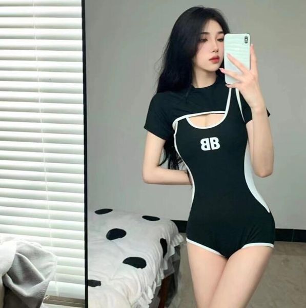 

23 new summer designer women's swimsuit beach fashion bikini one-piece b letter print black paris, White;black