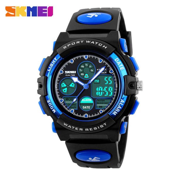 

skmei moment luminous multifunctional student sports waterproof children's electronic watch outdoor sports men's watch, Slivery;black