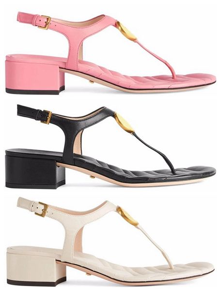 

23ss womens fashion leather thong sandals buckle-fastening ankle strap sandal with gold-toned hardware size euro 35-43, Black