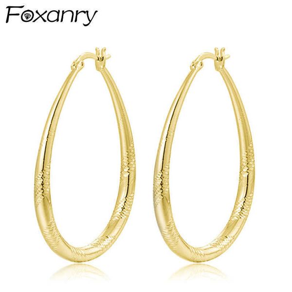 

charm anry prevent allergy silver color hoop earrings for women new fashion simple texture design party jewelry wholesale l230315, Golden