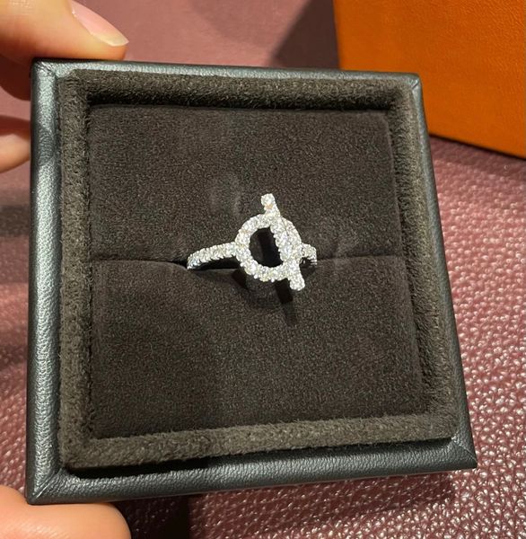 

2023 luxury quality charm punk band ring with diamond and round shape silver plated have box stamp ps7606a