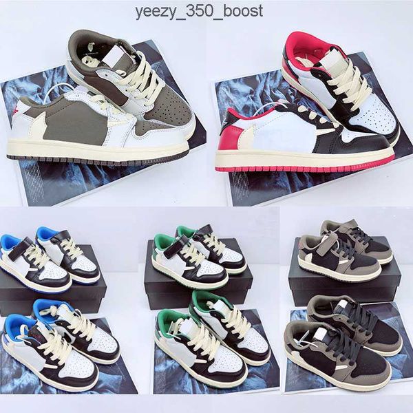 

jumpman 1 kids basketball shoes low boy girl shoes dark mocha obsidian chicago bred outdoors sneakers multi-color size 24-35 ej6z, Black