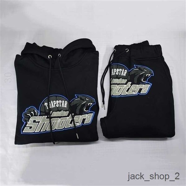 

2023 casual embroidered men women hoodie trapstar london shooters hooded tracksuit designer pullovers jogging tfp2 shoot, Black