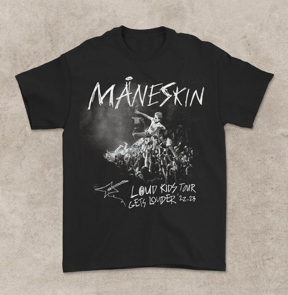 

mens tshirts maneskin loud kids on tour 23 oneck cotton t shirt men casual short sleeve tees camisetas mujer 230316, White;black