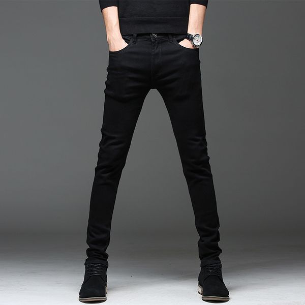 

men's jeans jeans casual slim black jeans men's straight pencil pants fashion men's street tight men's denim trousers 23, Blue