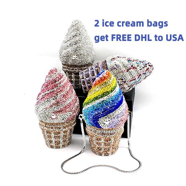 

evening bags est women accessories dessert diamonds luxury clutches diamond cupcake ice cream crystal purses bridal wedding party 230316