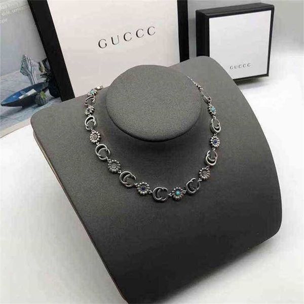 

design necklace set small daisy necklace female letter flower neck chain light luxury sense of temperament same style factory direct sales 7, Silver