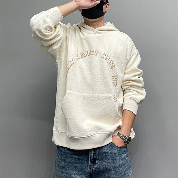 

american fashion casual letter print trendy sweatshirt japanese streetwear sports pullover men clothing harajuku, Black