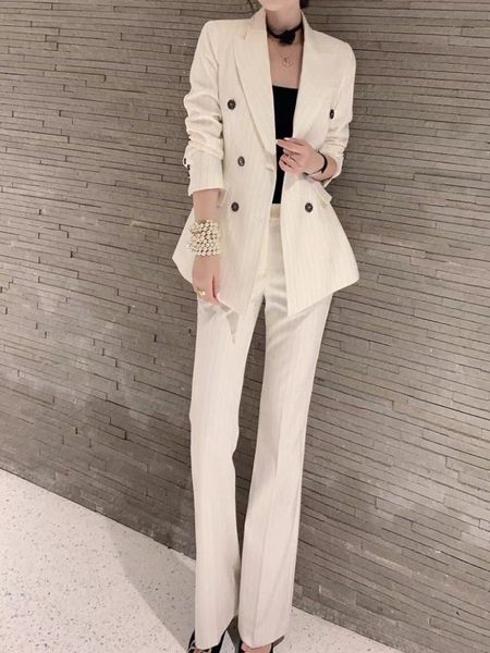 

women's suits blazers women fashion elegant casual business trousers suit office slim vintage formal blazer pantsuit femme outfits two, White;black
