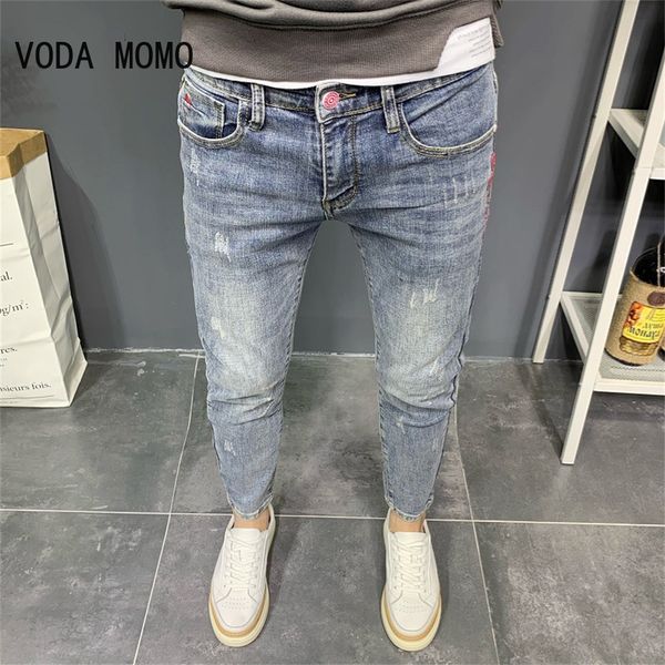 

men's jeans brand men jeans slim fit skinny denim jeans designer elastic straight jeans stretch trousers jeans for men 230316, Blue