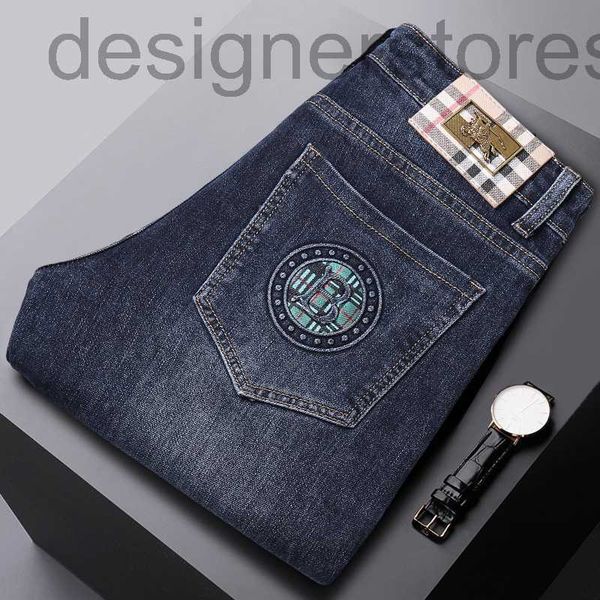 

men's jeans designer luxury men's jeans casual slim fit elastic cotton embroidery new 2031 0z2s, Blue