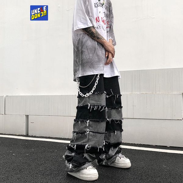 

men's jeans tassel pants men's fashion brand pendant wide leg hip hop lazy wind jeans couple's pants loose jeans men 230316, Blue