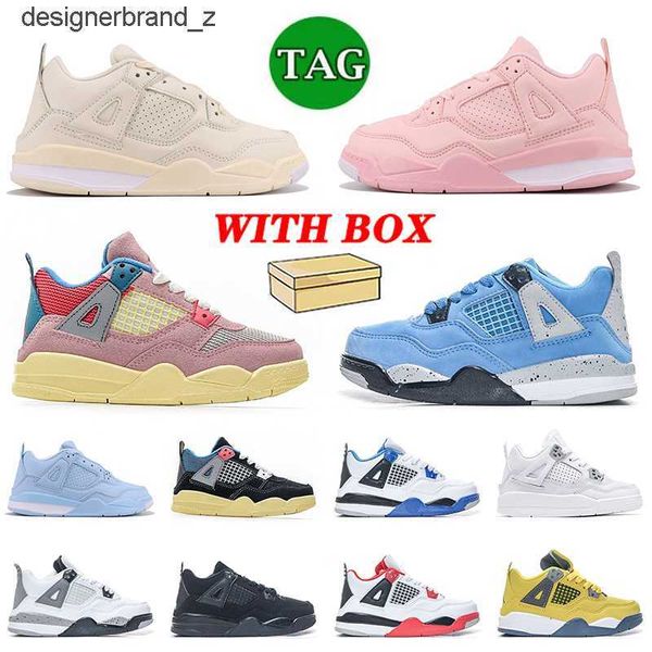 

with box 4s kids basketball shoes jumpman 4 designer sail pink union guava ice university blue motorsport black cat fire red thunder toddler