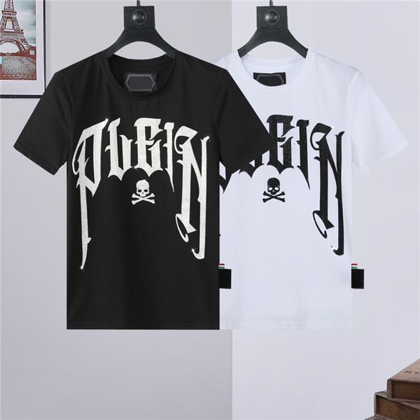 

sales men's t shirts short sleeve phillip plain designer skull diamond summer america brand men t-shirts tees for man hand-set diamonds, White;black