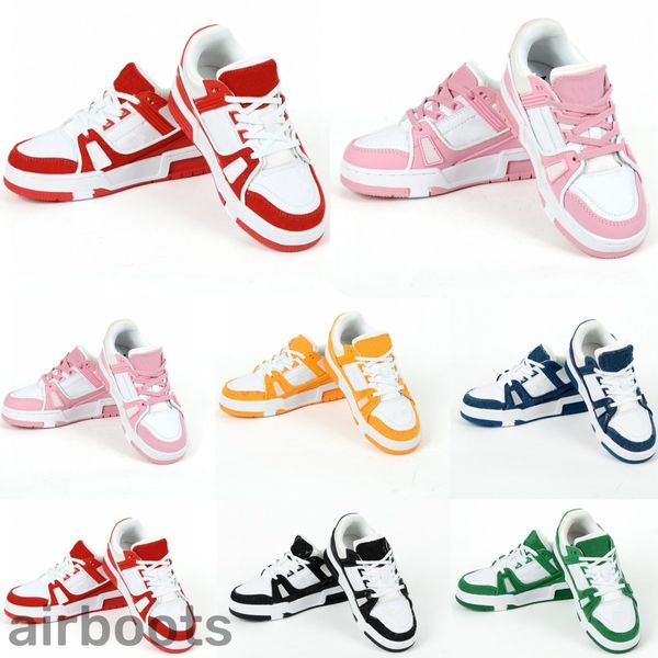 

Kids Shoes Casual Boys Girls Trainer Virgil Children Youth Sport Sneakers Kid Leather Running Shoe White Yellow Red Blue Black Lace Up Outdoor Walking Sneaker
