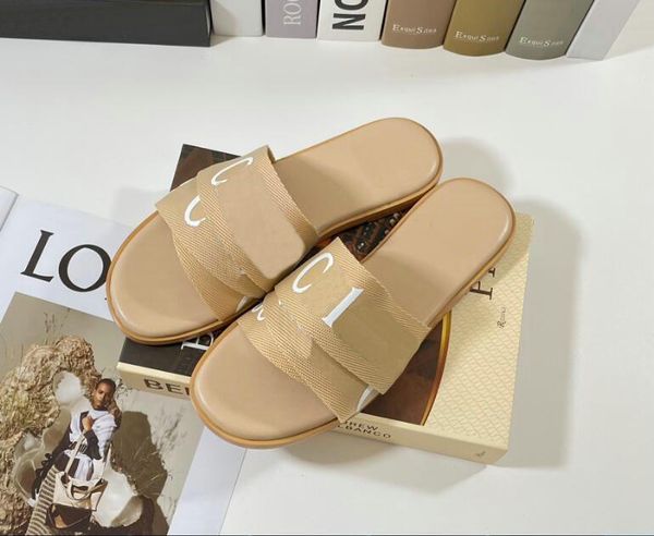 

slideslippers designer women woody flat mules summer sandals slides sail luxury canvas white black outdoor beach slipper shoes